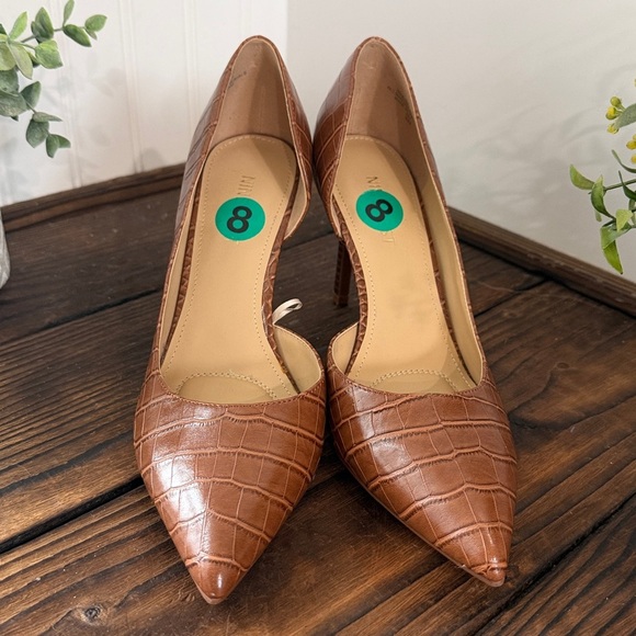 NWT Nine West Brown Crocodile Pattern Heeled Pumps - Picture 5 of 6